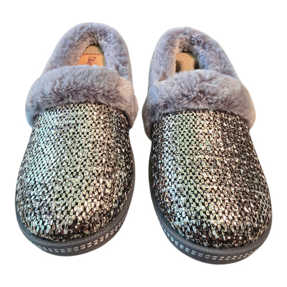 Skechers Cozy Campfire Slippers Womens Size 8.5 Gray/Pewter Faux Fur Memory Foam - Picture 2 of 14